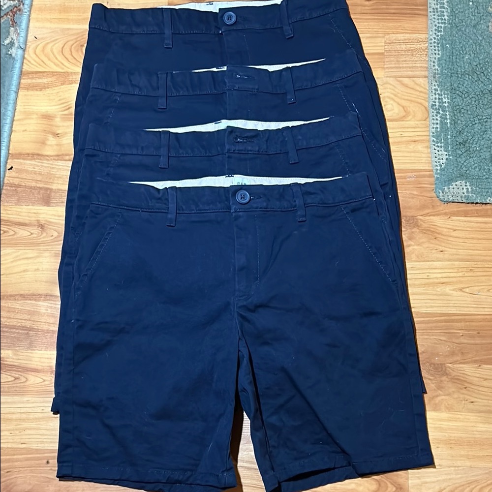 LOT OF 4  straight front navy cotton stretch GAP chino girls 14  EUC
